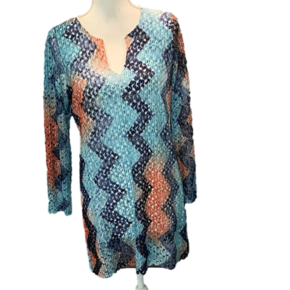 NALLY & MILLIE Multi Colored Crochet Tunic Top